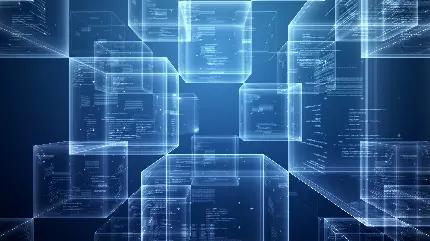 چاپ پوستر والپیپر و بک گراند طرح دیجیتالی بلاک چین Blockchain 