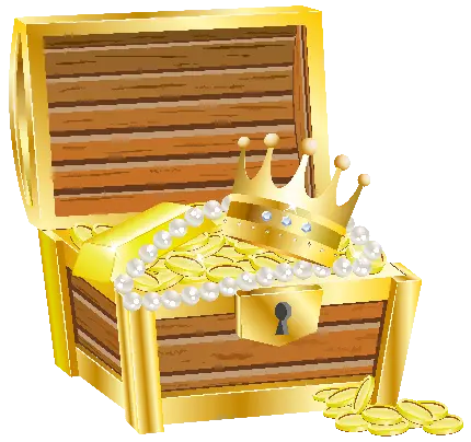 دانلود رایگان عکس پی ان جی PNG صندوقچه گنج پر از سکه طلا و الماس 