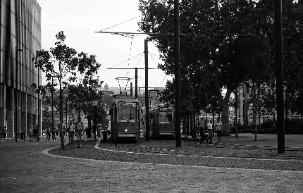 تصویر استوک عکاسی سیاه و سفید از شهر اروپایی