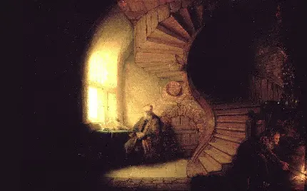 نقاشی اثر رامبرانت به نام فیلسوف درحال اندیشیدن در سال ۱۶۳۲