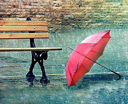 تصویر پروفایل پاییزی خوشگل و خوش حس و حال چتر بارانی 