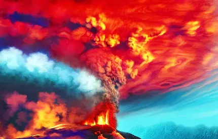 جدیدترین عکس آتشفشان هنری و انتزاعی و آسمان دگرگون 