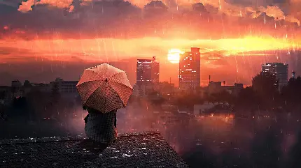 قشنگ ترین عکس هوای بارانی خاص و پسر خوشتیپ به همراه چتر