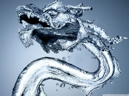 تصویر دیجیتالی از آب خنک طراحی شده به شکل اژدهای افسانه ای