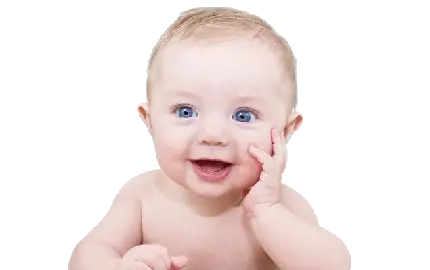 عکس png نوزاد پسر چشم آبی با شوق و ذوق فراوان در چهره 