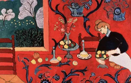 نقاشی فوویستی اتاق هارمونی قرمز The Dessert Harmony in Red از هنری ماتیس