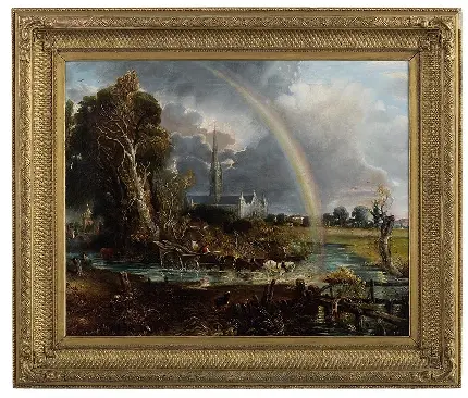 عکس واقعی تابلو نقاشی رنگین کمان شهر ما از جان کانستبل John Constable