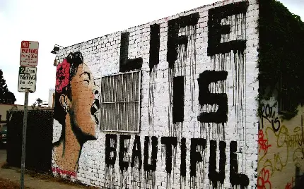 بهترین عکس نقاشی خیابانی انرژی بخش life is beautiful