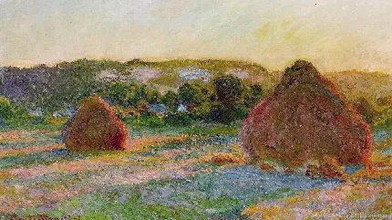  آثار هنری  Wheatstecks ​​(پایان تابستان) (1890-91) اثر کلود مونه سبک امپرسیونیسم