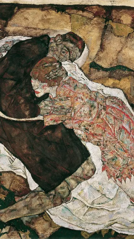 عکس نقاشی غمگین مرگ و دوشیزه از آثار معروف اگون شیله