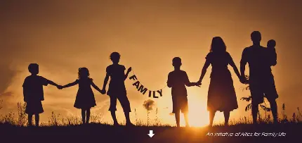 دانلود عکس رایگان سایه خانواده Family در غروب نارنجی خورشید
