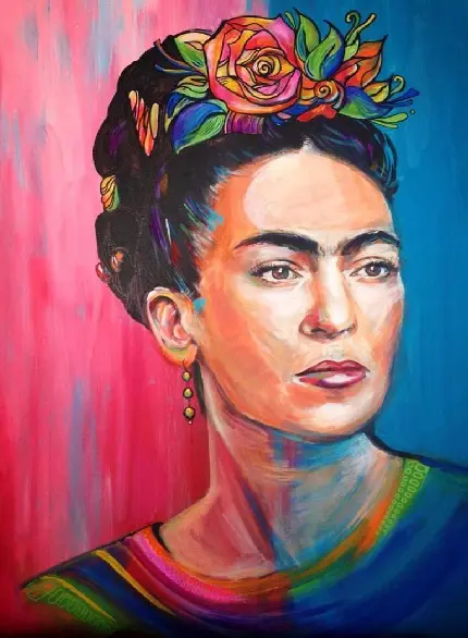 نقاشی فریدا کالو پرتره اکریلیک به سبک مکزیکی هنر فریدا کالو