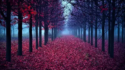  عکس پروفایل پاییز دختر و پسر دونفره عاشقانه پیاده روی در پاییز رویایی قرمز جنگلی  