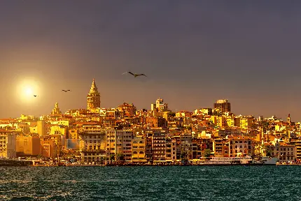 عکس پس زمینه برج گالاتا نماد گردشگری شهر استانبول ترکیه