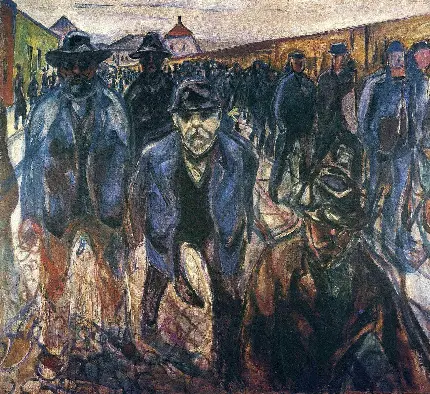 عکس زمینه نقاشی ادوارد مونک به نام کارگران در مسیر خانه 