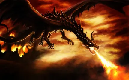 عکس خفن ترین اژدهای آتشین سیاه برای پروفایل و والپیپر 