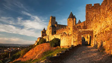 عکس زمینه زیبا از قلعه ای قدیمی و تاریخی در زمینه آسمان آبی