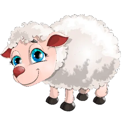 زیبا ترین تصویر نقاشی گرافیکی گوسفند سفید با چشم های آبی و معصوم 
