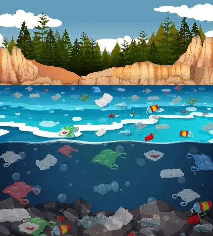 عکس آلودگی آب کارتونی با کیفیت نسبتا خوب برای پوستر و بنر