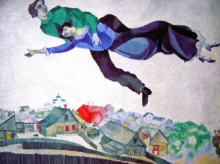 عکس اثر مارک شاگال به نام برفراز شهر کشیده شده در سال 1918