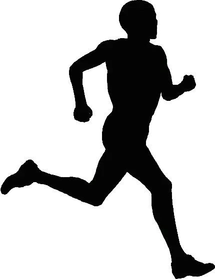 عکس بدون زمینه سایه پسر ورزشکار کچل و عضلانی در حال دویدن