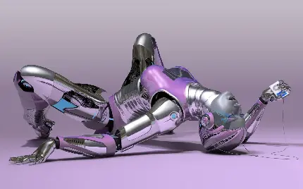 والپیپر جالب و دیدنی ربات و آدم آهنی دختر با زمینه ساده 