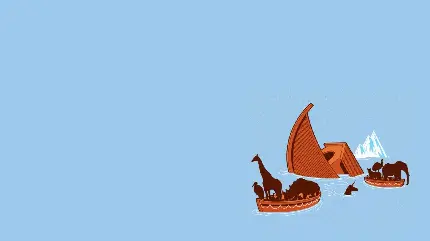 والپیپر حیوانات کشتی نوح به سبک و هنر مینیمالیستی