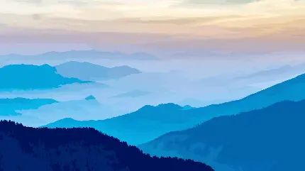 تصویر زمینه منظره کوهستانی و آسمانی مینیمال آبی مخصوص سامسونگ و شیائومی 