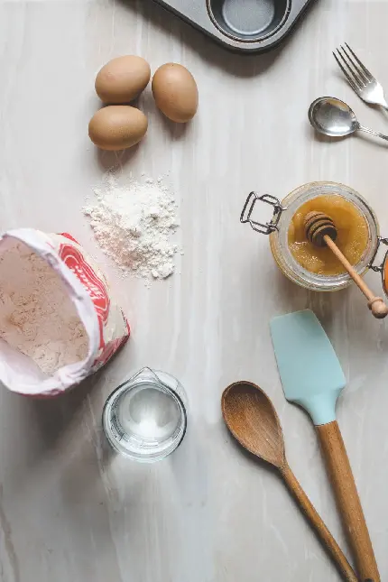 تصویر مواد پخت کیکو شیرینی برای چاپ دستمال آشپزخانه