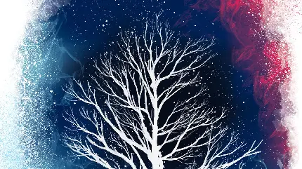 دانلود تصویر زمینه درخت هنری زیر بارش برف با کیفیت بالا