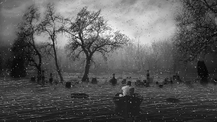 تصویر زمینه سیاه و سفید و دارک در سبک سورئال surreal 