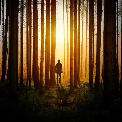 عکس پروفایل طرح مرد تنها و غمگین در کنار درختان 