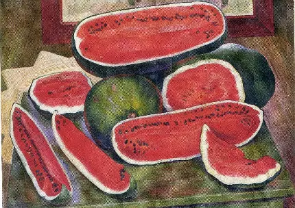 تصویر از تابلو نقاشی اثر دیگو ریورا از هندوانه های قاچ‌ زده