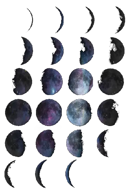 عکس PNG جذاب و خاص خال کوبی طرح شکل ماه در اندازه های مختلف