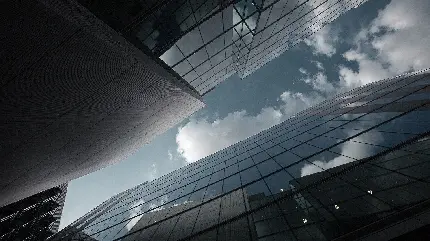 جذابیت جلوه بیرونی نمای ساختمان های شیشه ای خاکستری مدرن