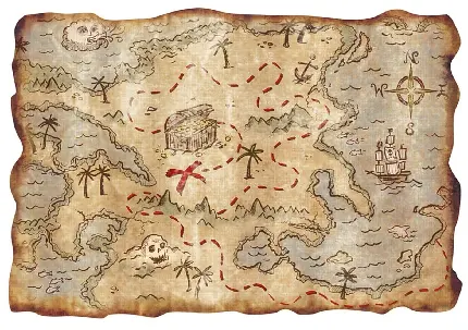 تصویر نقشه گنج واقعی قدیمی با کیفیت عالی 