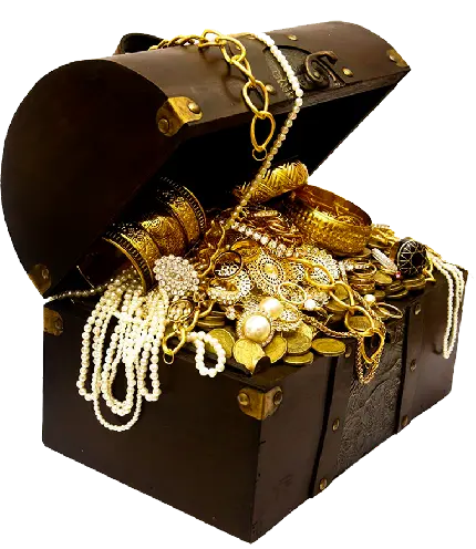 تصویر پی ان‌ جی PNG صندوقچه واقعی گنج و طلا با کیفیت بالا