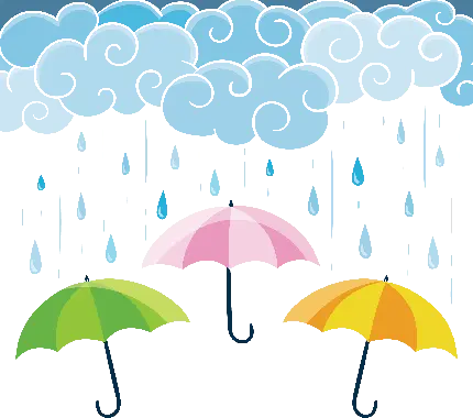 تصویر پروفایل و والپیپر کیوت و مینیمال گرافیکی چتر های رنگارنگ زیر باران 
