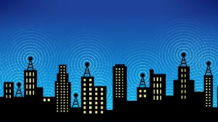 عکس استوک امواج رادیویی در ارتباطات بی سیم تلفن همراه و شبکه بیسیم Wi-Fi