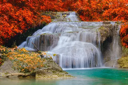 دانلود عکس زیباترین آبشار جهان در فصل پاییز با کیفیت فول اچ دی 