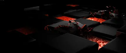 تصویر پربازدید بلوک های قرمز ژله ای کنار مکعب های سیاه