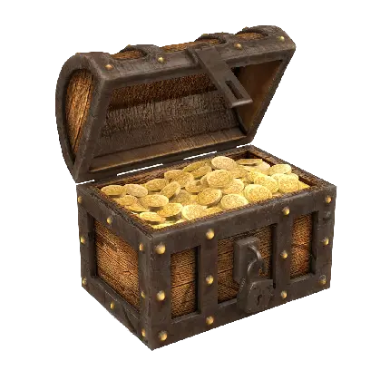 دانلود عکس صندوقچه گنج پر از سکه های طلا بدون زمینه 