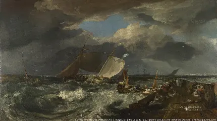 عکس از نقاشی رامبرانت با موضوع طوفان در دریا 