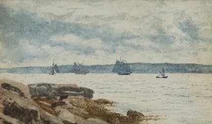 نقاشی قایق های بادبانی وینسلو هومر (1836-1910) در گلاستر 