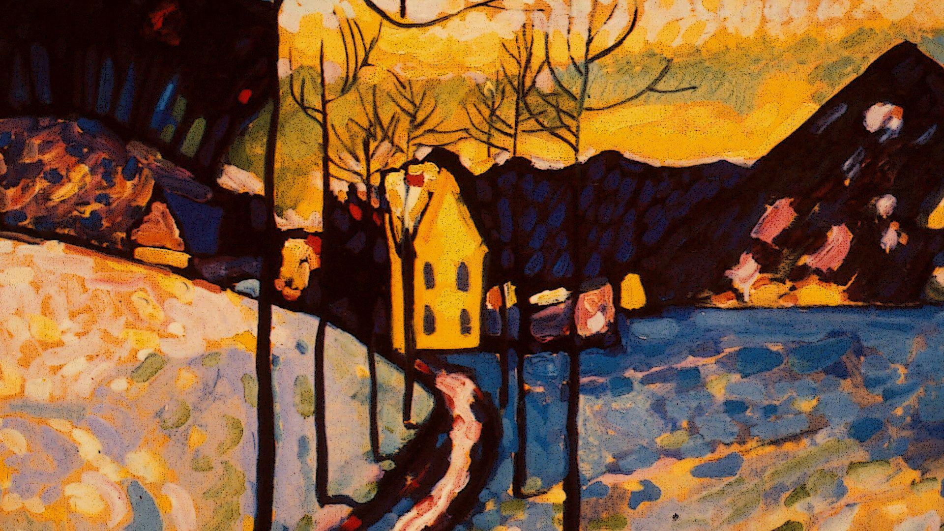 عکس نقاشی از خانه ای در  روستا اثر مارک شاگال 