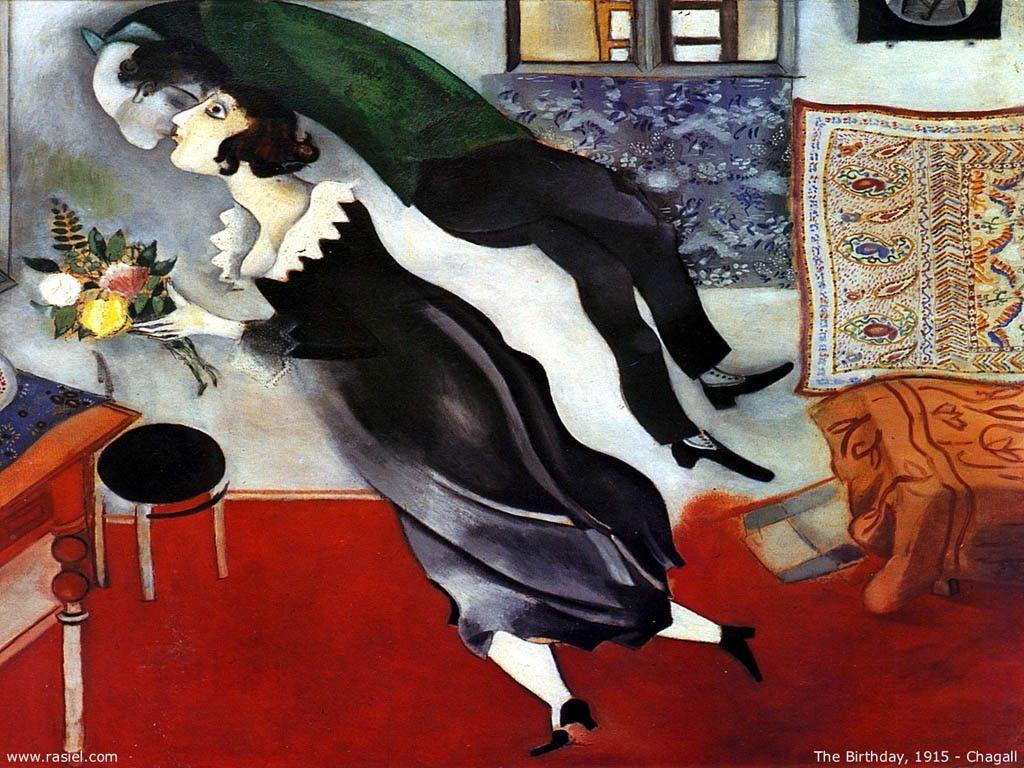عکس نقاشی مارک شاگال خاص و عاشقانه زن و مردی جوان 
