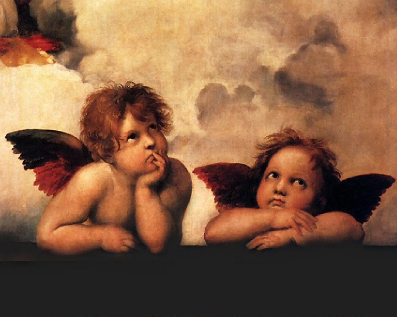 دانلود عکس نقاشی میکل آنژ به نام فرشته های کوچک با کیفیت 4K 