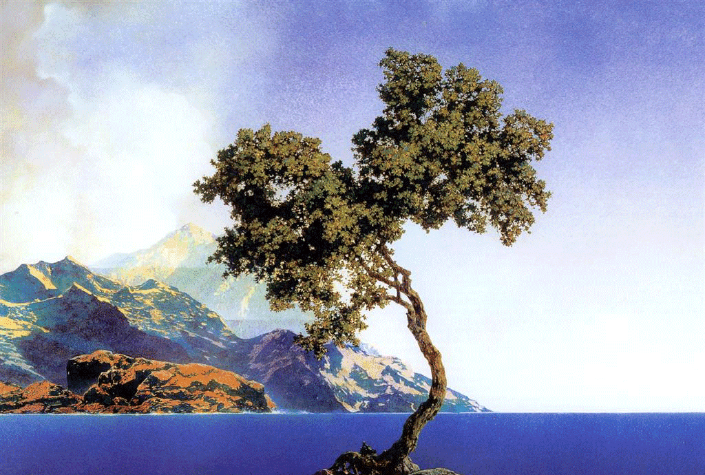 نقاشی مکسفیلد پریش با طرح تک درخت کنار دریاچه 