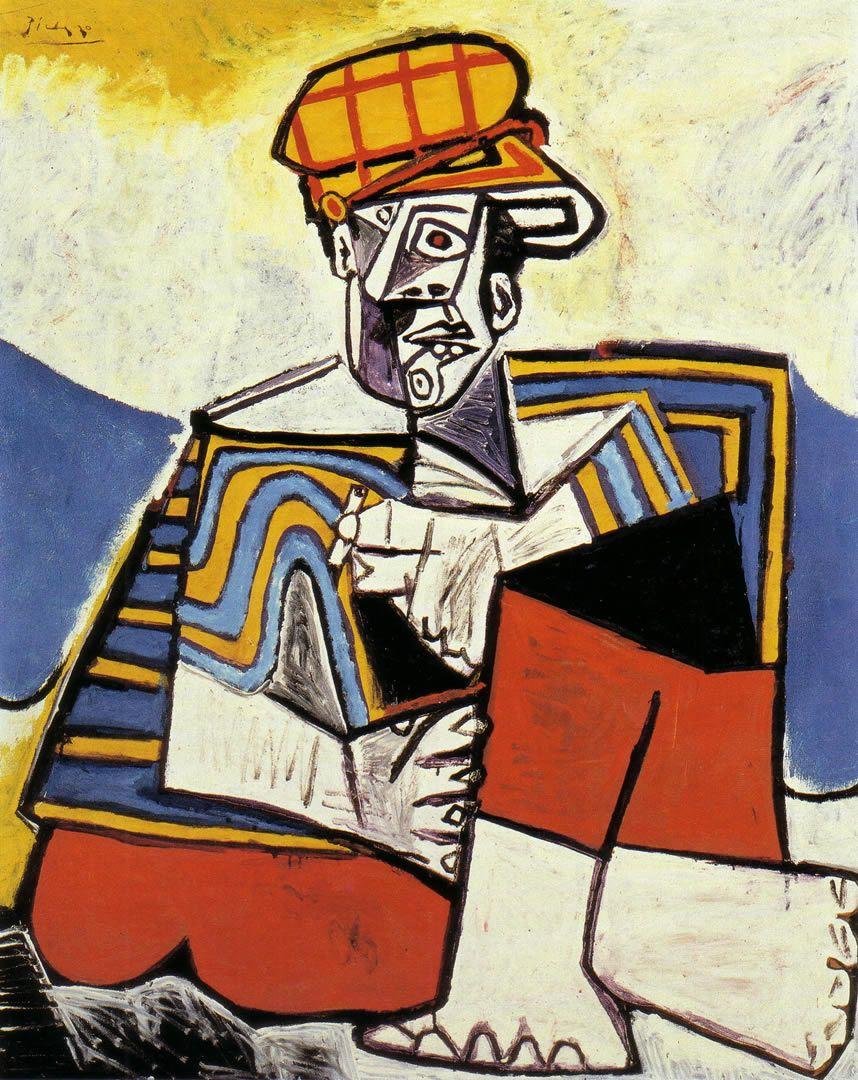 نقاشی مردی که سیگار میکشد اثر پیکاسو نقاش مشهور 