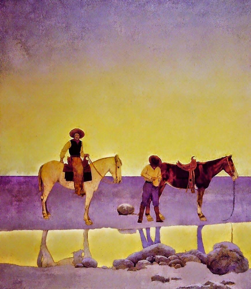 عکس نقاشی مکسفیلد پریش به نام چشمه های آب گرم کابوی ها آریزونا